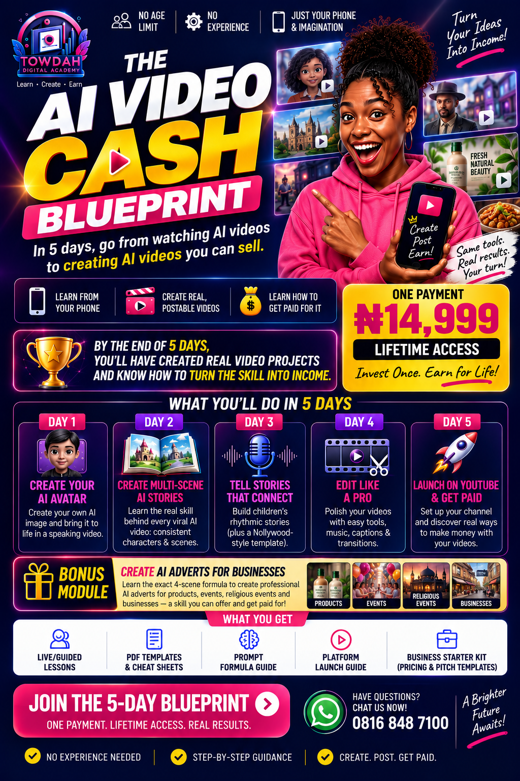 The AI Video Cash Blueprint flyer
