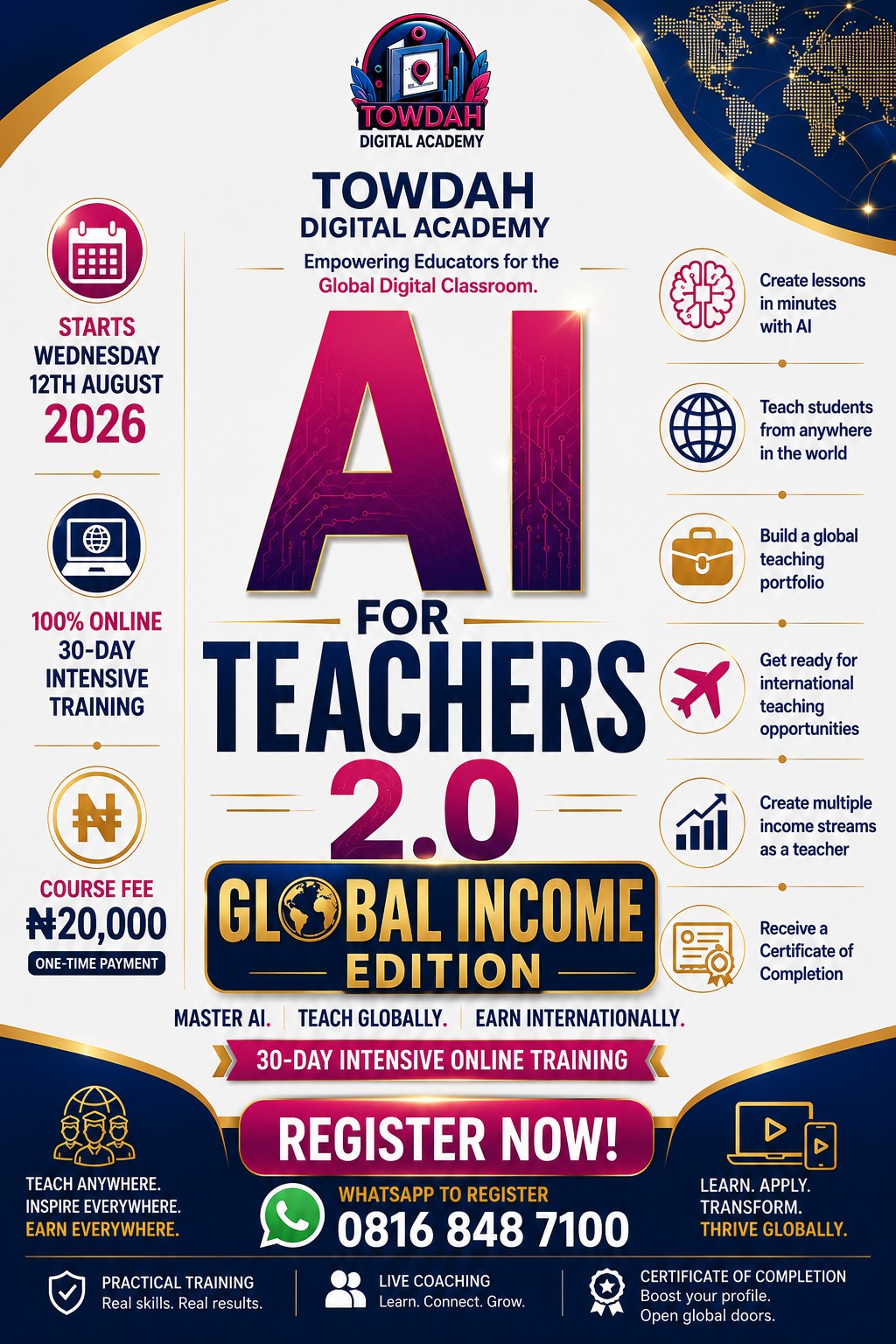 AI for Teachers 2.0 Cohort 1 flyer — August 2026
